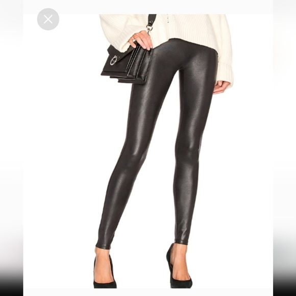 SPANX black faux leather leggings size LG - Picture 2 of 10